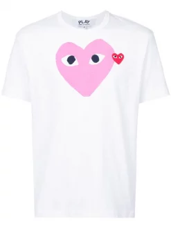 Comme Des Garçons Play T-shirt à Logo 4 WHITE/PINK