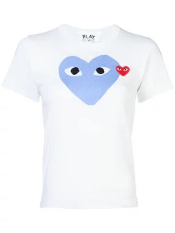 Comme Des Garçons Play T-shirt à Logo 2 WHITE/BLUE