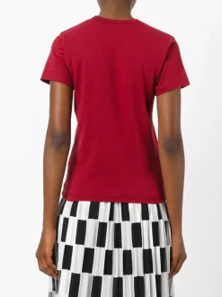 Comme Des Garçons Play 4 BURGUNDY T-shirt Brodé Femme -Comme Des Garçons Play Soldes Boutique 12138990 10073622 600