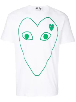 Comme Des Garçons Play WHITE T-shirt à Logo Imprimé Homme
