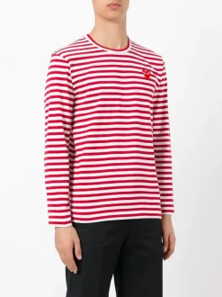 Comme Des Garçons Play Top à Rayures 4 RED/WHITE -Comme Des Garçons Play Soldes Boutique 12340734 12136214 600