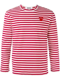 Comme Des Garçons Play Top à Rayures 4 RED/WHITE