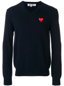 Comme Des Garçons Play Pull à Coeur Brodé NAVY