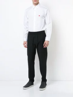 Comme Des Garçons Play WHITE Chemise à Patch Logo Homme -Comme Des Garçons Play Soldes Boutique 12368842 11348224 600