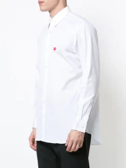 Comme Des Garçons Play WHITE Chemise à Patch Logo Homme -Comme Des Garçons Play Soldes Boutique 12368842 11348225 600
