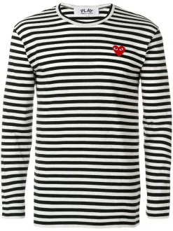 Comme Des Garçons Play T-shirt Rayé à Manches Longues Homme