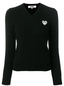 Comme Des Garçons Play V-neck Heart Logo Sweater Femme