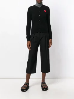 Comme Des Garçons Play 1 BLACK Cardigan à Logo Brodé Femme -Comme Des Garçons Play Soldes Boutique 12381423 11179812 600