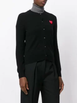 Comme Des Garçons Play 1 BLACK Cardigan à Logo Brodé Femme -Comme Des Garçons Play Soldes Boutique 12381423 11179813 600