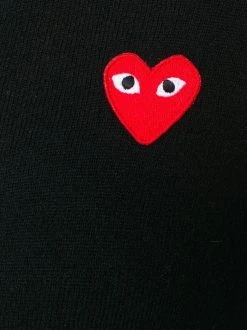 Comme Des Garçons Play 1 BLACK Cardigan à Logo Brodé Femme -Comme Des Garçons Play Soldes Boutique 12381423 11179815 600