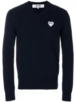 Comme Des Garçons Play Pull à Col V Et Patch Logo Homme