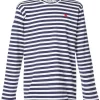 Comme Des Garçons Play T-shirt Rayé à Patch Logo NAVY/WHITE -Comme Des Garçons Play Soldes Boutique 12388422 11350083 600
