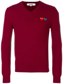 Comme Des Garçons Play Pull à Logo Brodé BURGUNDY