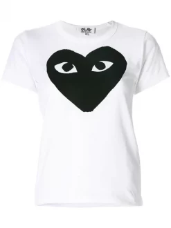 Comme Des Garçons Play T-shirt à Imprimé De Cœur WHITE/BLACK