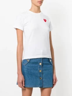 Comme Des Garçons Play T-shirt à Patch Cœur Brodé 2 WHITE -Comme Des Garçons Play Soldes Boutique 12425337 11510473 600
