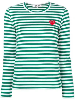 Comme Des Garçons Play T-shirt Rayé 3 GREEN