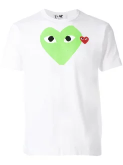 Comme Des Garçons Play 3 WHITE/GREEN T-shirt à Imprimé Graphique Homme
