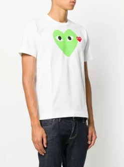 Comme Des Garçons Play 3 WHITE/GREEN T-shirt à Imprimé Graphique Homme -Comme Des Garçons Play Soldes Boutique 12474414 11610058 600