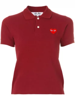Comme Des Garçons Play Polo à Logo Brodé BURGUNDY
