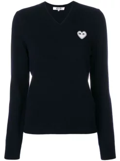 Comme Des Garçons Play 2 BLU Pull à Patch Logo Femme