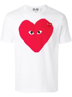 Comme Des Garçons Play 1 WHITE Heart Logo T-shirt Homme
