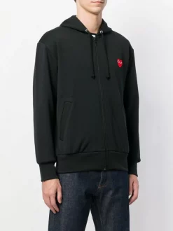 Comme Des Garçons Play Hoodie Zippé à Patch Cœur Homme -Comme Des Garçons Play Soldes Boutique 12812259 13045509 600