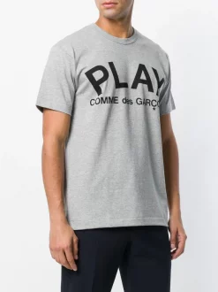 Comme Des Garçons Play GREY Printed Logo T-shirt Homme -Comme Des Garçons Play Soldes Boutique 12837412 13052094 600