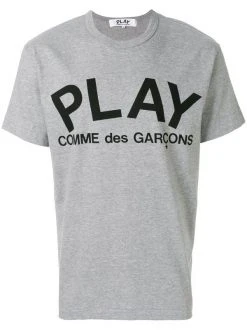 Comme Des Garçons Play GREY Printed Logo T-shirt Homme
