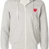 Comme Des Garçons Play Hoodie Zippé à Patch Logo Poitrine 1 GREY -Comme Des Garçons Play Soldes Boutique 12851239 13084181 600