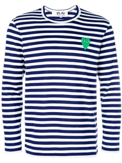 Comme Des Garçons Play T-shirt Rayé à Logo Poitrine Homme