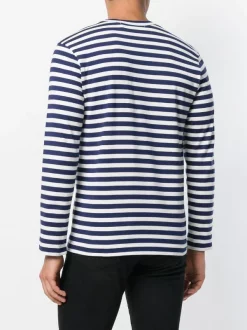 Comme Des Garçons Play T-shirt Rayé à Logo Poitrine Homme -Comme Des Garçons Play Soldes Boutique 12864256 13140544 600