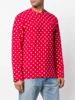 Comme Des Garçons Play T-shirt à Pois 3 RED -Comme Des Garçons Play Soldes Boutique 12968602 13597679 600