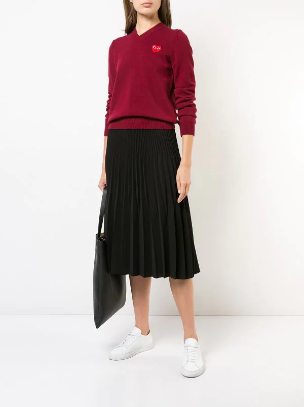 Comme Des Garçons Play V-neck Heart Embroidered Sweater Femme 4 Comme Des Garçons Play V-neck Heart Embroidered Sweater Femme – Image 2