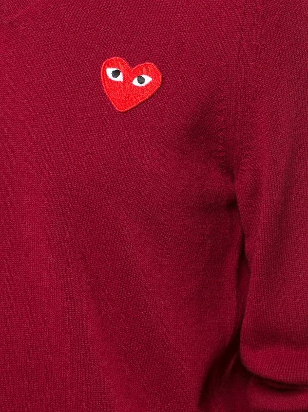 Comme Des Garçons Play V-neck Heart Embroidered Sweater Femme 7 Comme Des Garçons Play V-neck Heart Embroidered Sweater Femme – Image 5