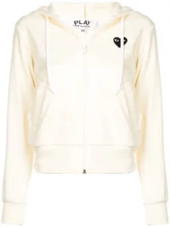 Comme Des Garçons Play Pull à Capuche à Lien De Resserrage IVORY