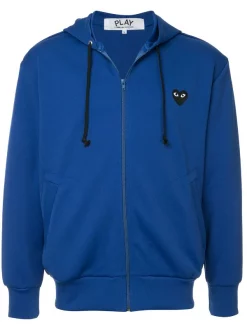 Comme Des Garçons Play Navy - 2 Sweat Zippé à Logo Poitrine Homme
