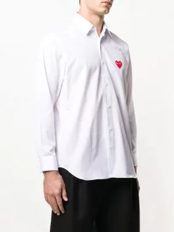Comme Des Garçons Play Chemise à Patch Logo Poitrine 2 WHITE -Comme Des Garçons Play Soldes Boutique 13362621 15211349 600