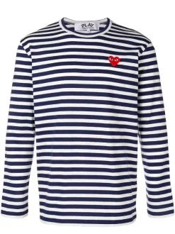 Comme Des Garçons Play Top Rayé à Logo Poitrine Brodé MULTICOLOR