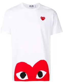 Comme Des Garçons Play WHITE T-shirt à Logo Imprimé Devant Homme