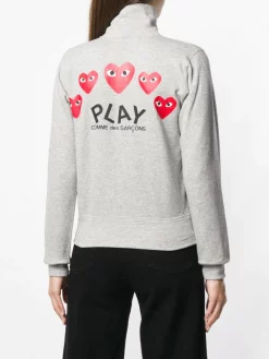 Comme Des Garçons Play Play Zipped Cardigan Grey -Comme Des Garçons Play Soldes Boutique 13365062 15351577 600