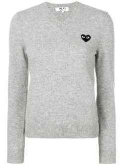 Comme Des Garçons Play Heart Patch Pullover Grey