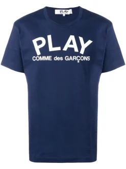 Comme Des Garçons Play NAVY T-shirt à Logo Devant Homme