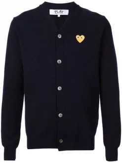 Comme Des Garçons Play NAVY Cardigan à Patch Logo Homme