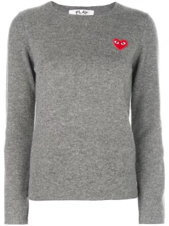 Comme Des Garçons Play 3-GREY Pull à Patch Cœur Femme