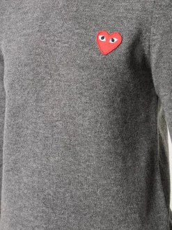 Comme Des Garçons Play 3-GREY Pull à Patch Cœur Femme -Comme Des Garçons Play Soldes Boutique 13814830 17127855 600