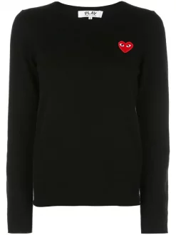 Comme Des Garçons Play 1-BLK Pull à Patch Cœur Femme