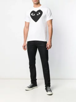 Comme Des Garçons Play T-shirt à Logo Imprimé 1 WHITE -Comme Des Garçons Play Soldes Boutique 13815688 17319750 600