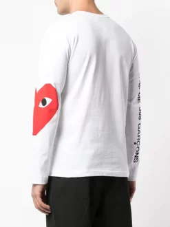 Comme Des Garçons Play T-shirt Imprimé à Manches Longues WHITE -Comme Des Garçons Play Soldes Boutique 13825488 17264201 600