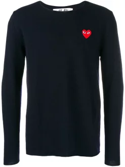 Comme Des Garçons Play NAVY Pull à Logo Brodé Homme