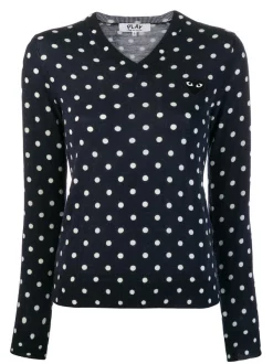 Comme Des Garçons Play Polka-dot Knit Sweater Femme